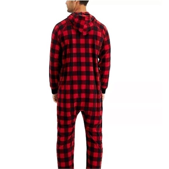 Family Pajamas Mens Matching 1-Piece Red Check Printed Pajamas Holiday M… - Picture 3 of 10